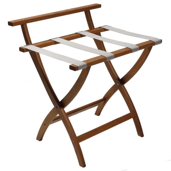 Vertex Wall Saver Luggage Rack with Silver Straps - Medium Oak VE2681633 - main